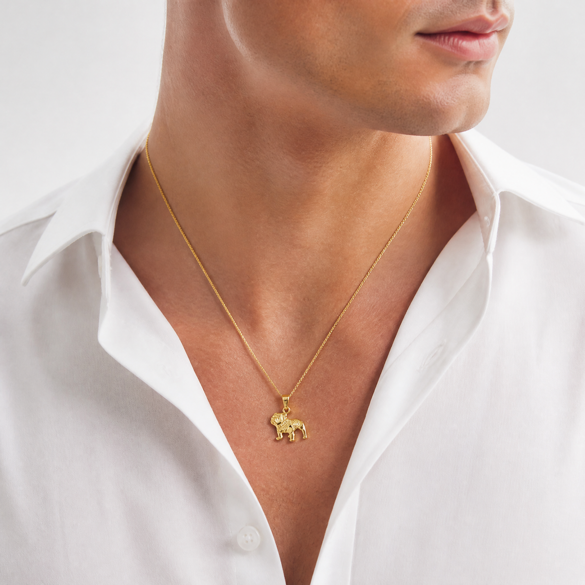 14k Bulldog Pendant - Model Shot