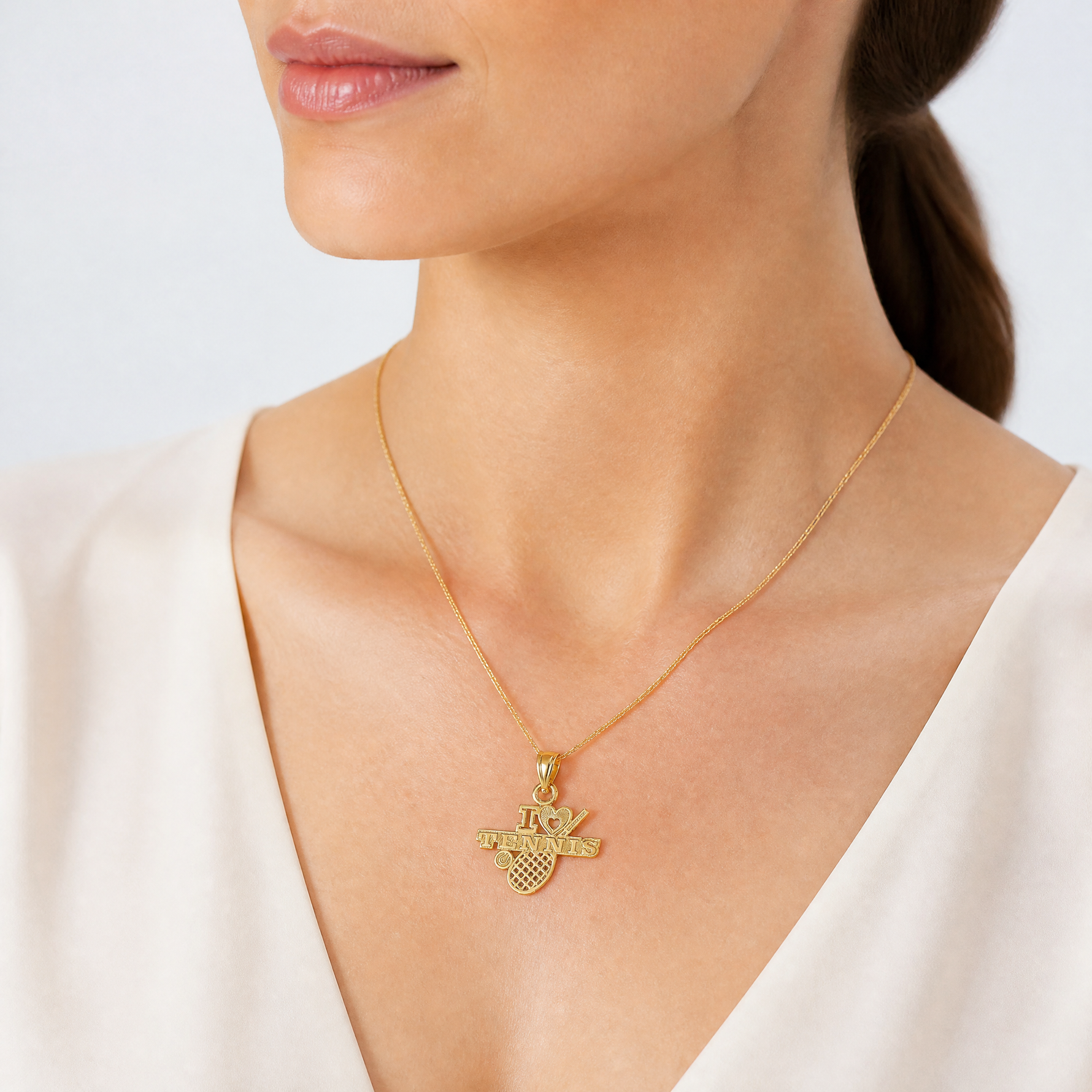 14K I HEART TENNIS Charm - Model Shot