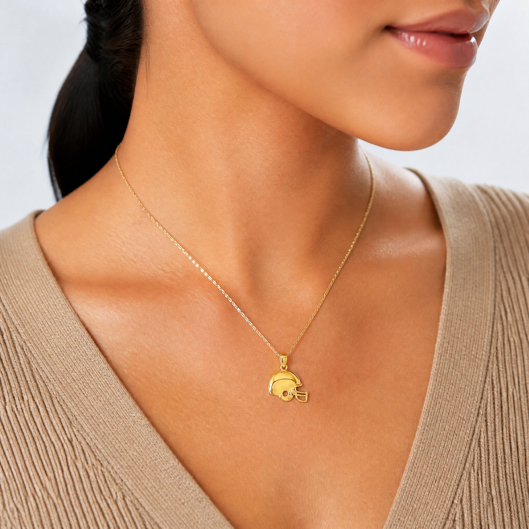 14k Football Helmet Charm - Model Shot