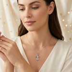 14k White Gold Cross Pendant - Model Shot
