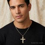 14K w/Rhodium HOPE FAITH LOVE BELIEVE Cross Pendant - Model Shot