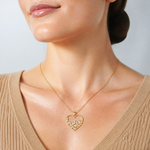 14K w/Rhodium LOVE and Floating Hearts Pendant - Model Shot