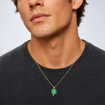 14K 4-Leaf Clover Enameled Pendant - Model Shot