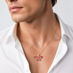 14K Enameled Butterfly Pendant - Model Shot
