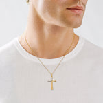14k w/Rhodium Fancy Cross Pendant - Model Shot