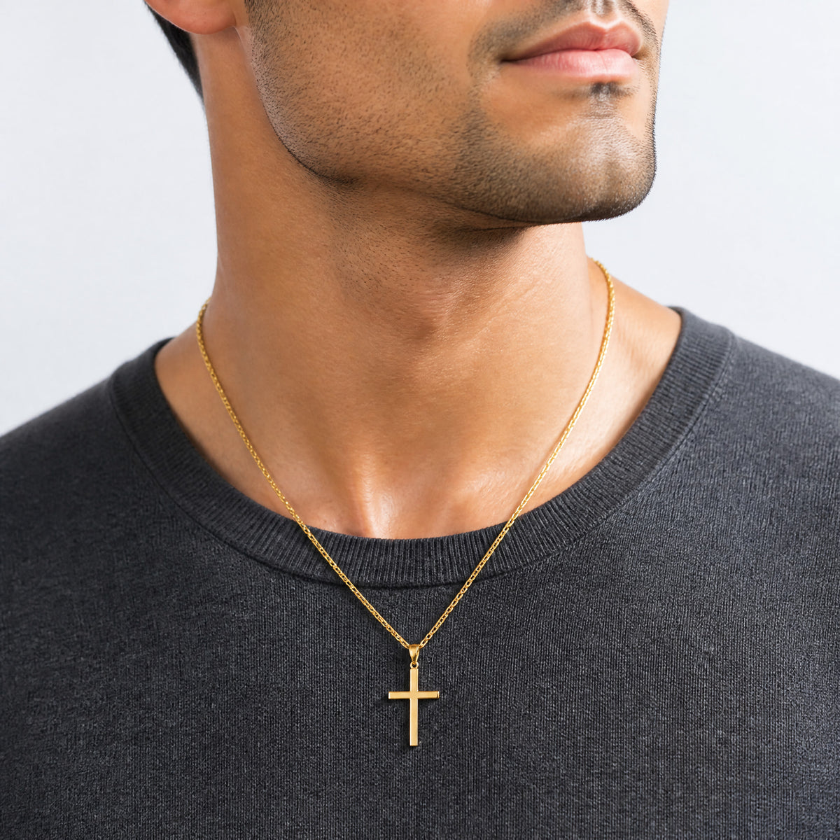 14K Latin Cross Pendant - Model Shot