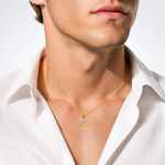14k w/Rhodium Polished PRINCESS with Crown Pendant - Model Shot