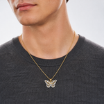 14k and Rhodium Butterfly Pendant - Model Shot
