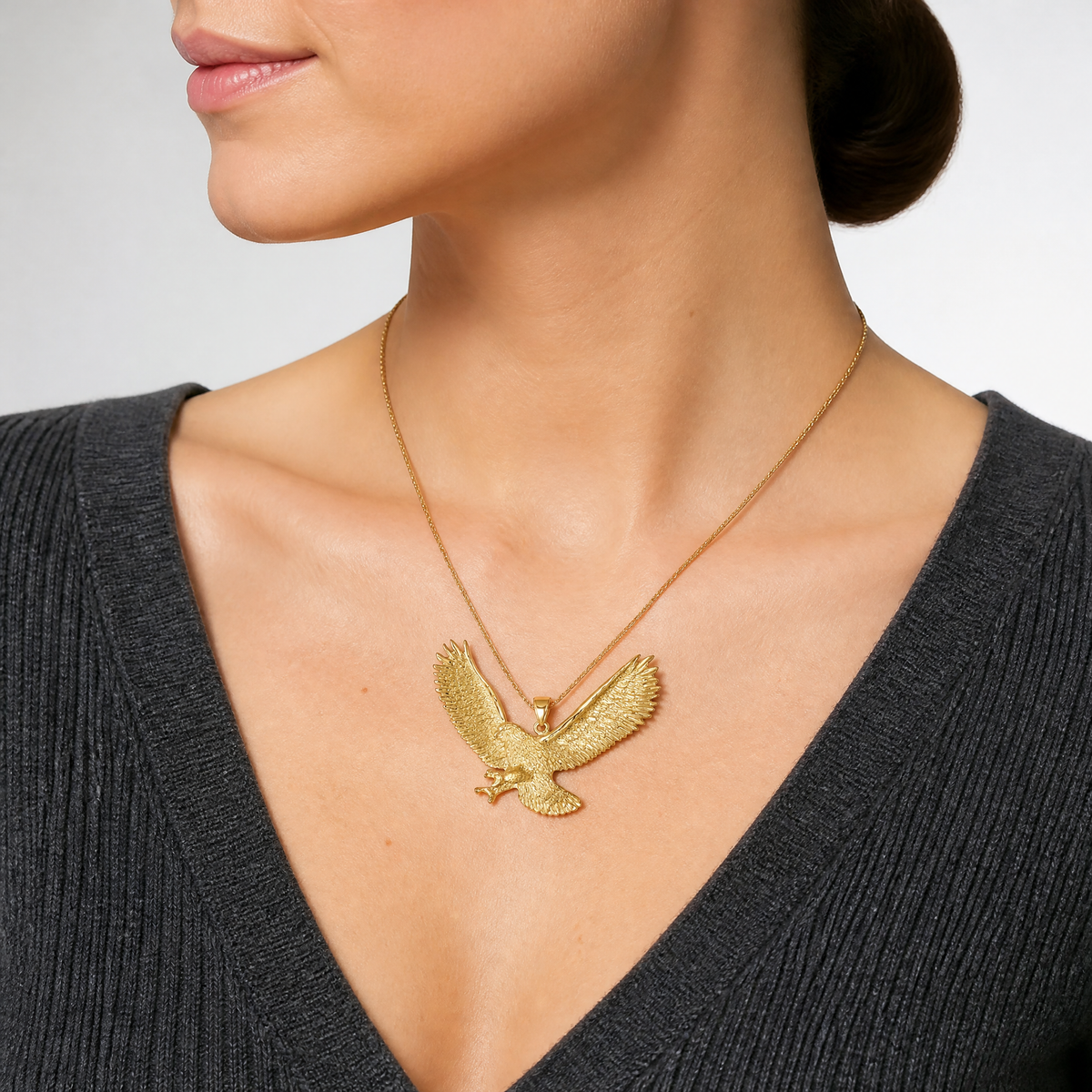 14k Eagle Pendant - Model Shot
