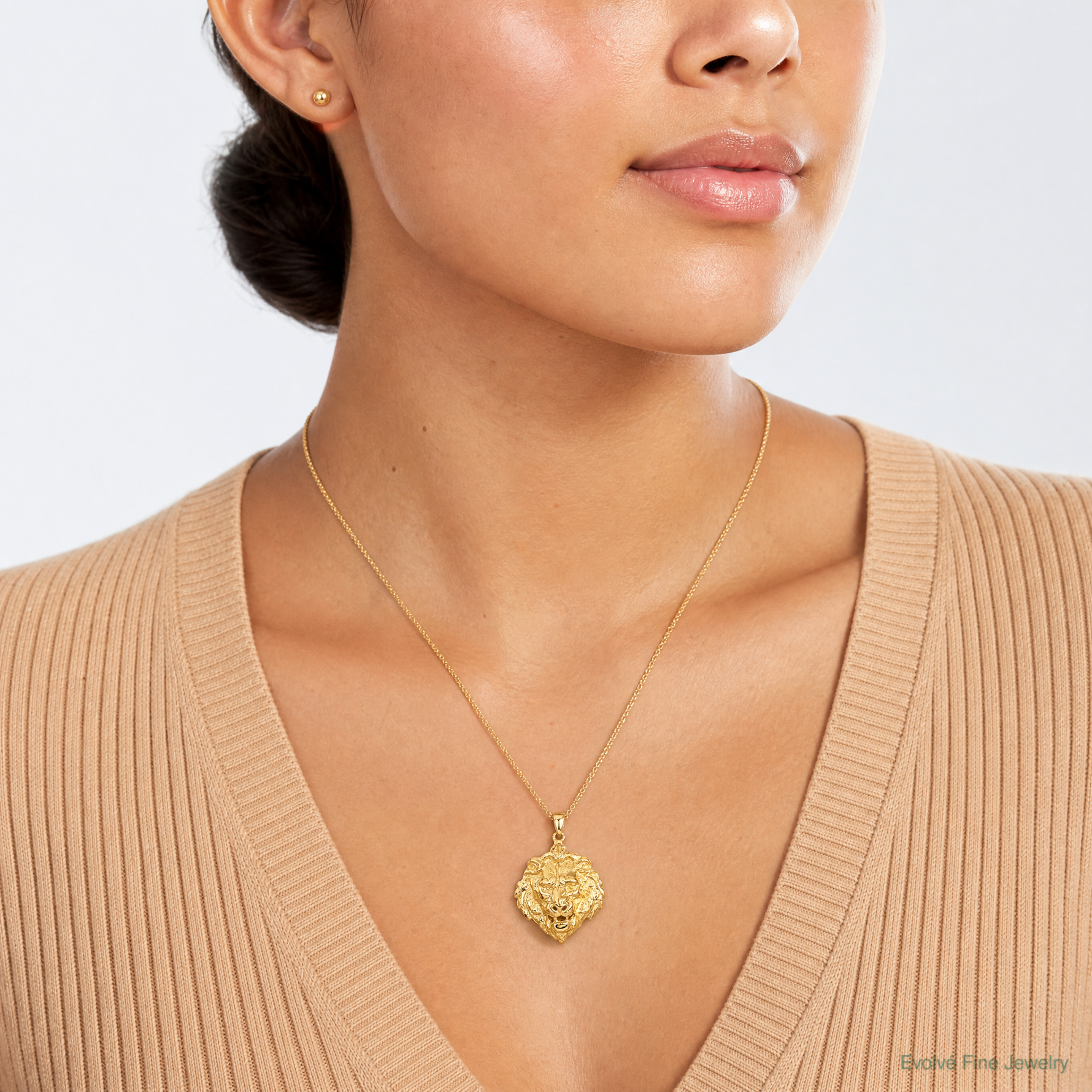14k Lion Charm - Model Shot