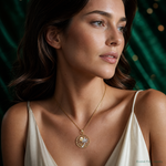 14K Two-tone Sun and Palm Tree Pendant - Model Shot