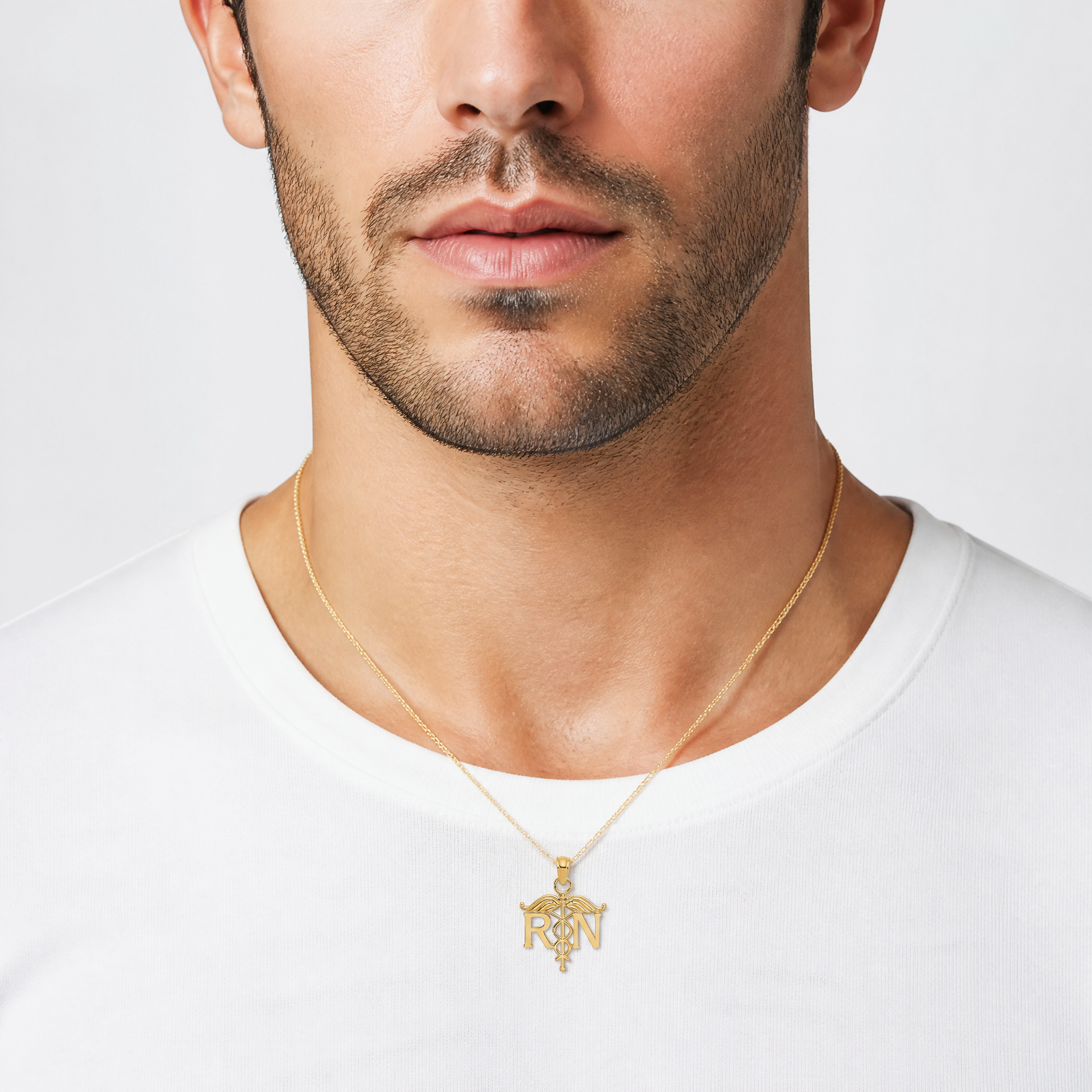 14k RN Registered Nurse Pendant - Model Shot