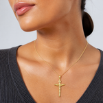 14k INRI Crucifix Pendant - Model Shot