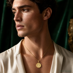 14k Saint Christopher Medal Pendant - Model Shot