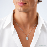 14k White Gold Saint Christopher Medal Pendant - Model Shot
