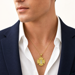 14k Two-tone Saint Florian Medal Pendant - Model Shot