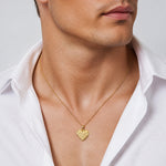 14K Polished Basket Weave Pattern 3-D Heart Pendant - Model Shot