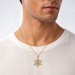 14k Two-tone Polished and Textured 2 Level Snowflake Pendant - Model Shot