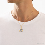 14K Two-tone Star of David w/Shin Charm - Model Shot