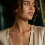 14k Satin Diamond-cut Rose Chain Slide - Model Shot