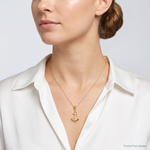 14k Polished Anchor with Textured Rope Pendant - Model Shot