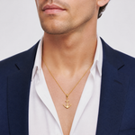 14K Gold Polished Anchor Pendant - Model Shot