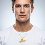 14K Gold Polished / Textured 3-D Motorcycle Pendant - Model Shot