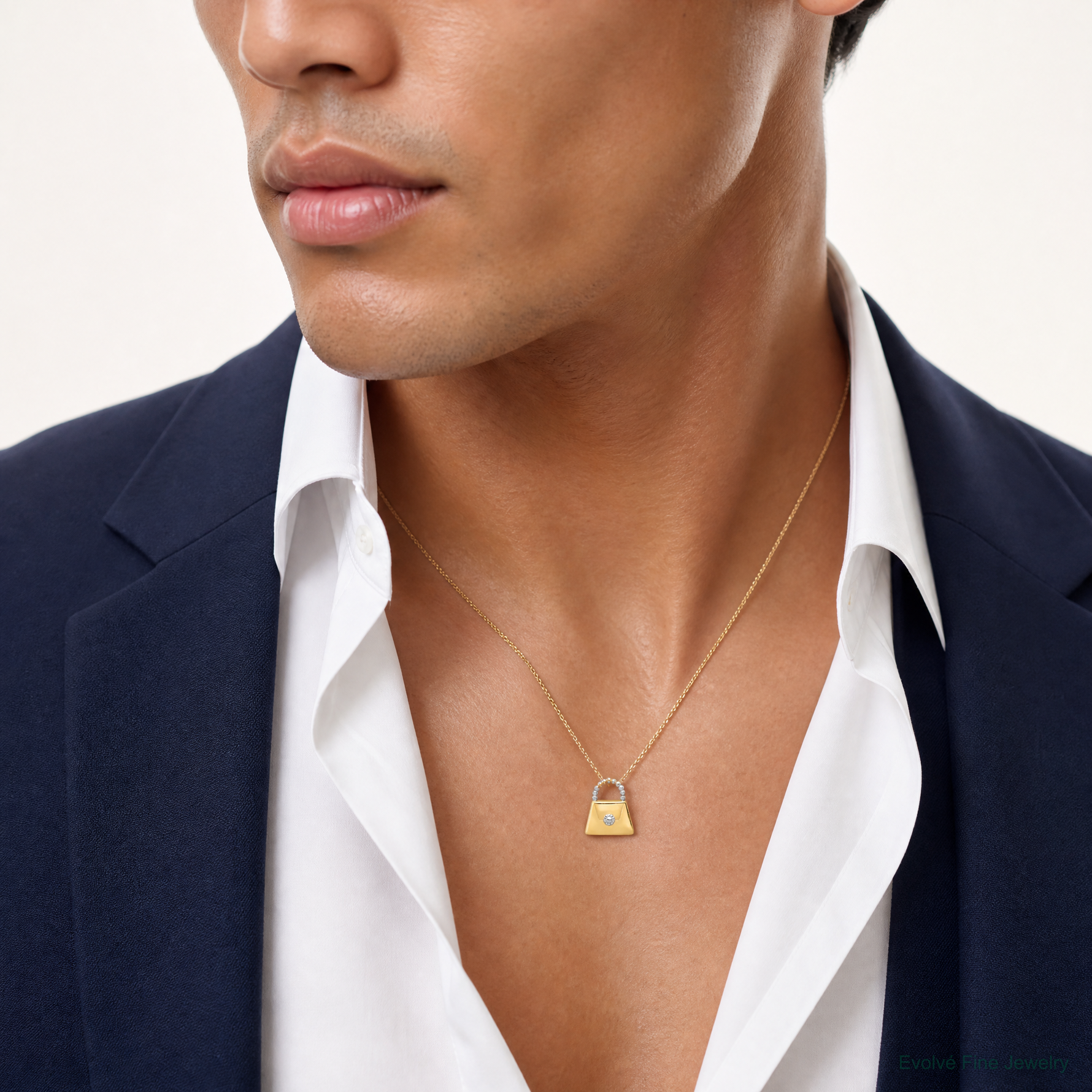 14K and Rhodium Purse Slide Pendant - Model Shot