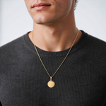 14K Gold Polished Baseball Closed Back Pendant - Model Shot