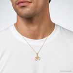 14k Gold Polished Om Symbol Pendant - Model Shot