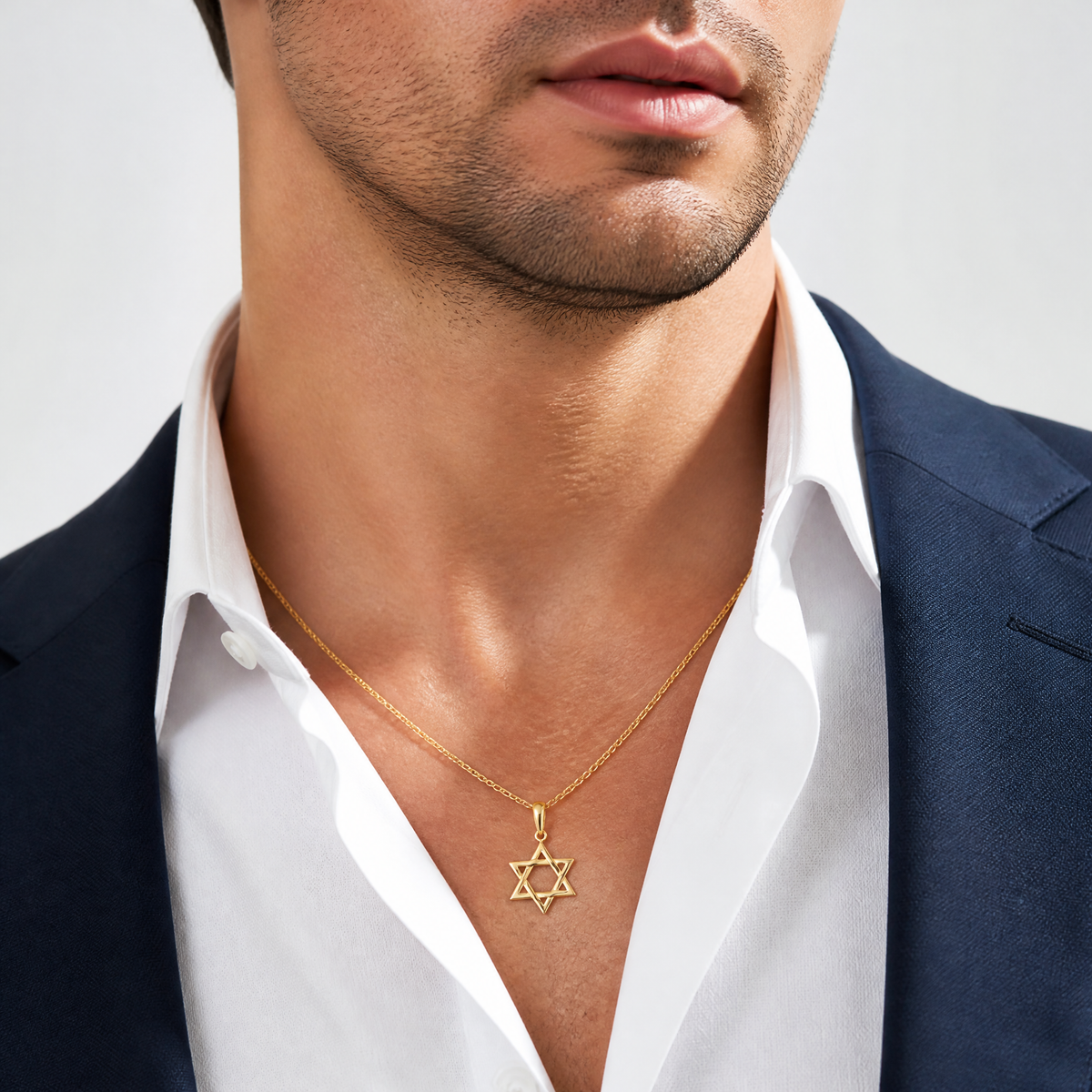 14K Star of David Pendant - Model Shot