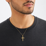 14K Polished Crucifix Cross Pendant - Model Shot