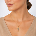 14K Tri-color Polished Crucifix Pendant - Model Shot