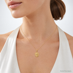 14K Gold Polished Small Jesus Head With Crown Pendant - Model Shot