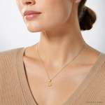 14K w/Rhodium Polished D/C Lady Of Guadalupe Circle Pendant - Model Shot