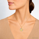 14K w/Rhodium Polished D/C Lady Of Guadalupe Circle Pendant - Model Shot