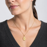 14k Saint Anthony Oval Medal Solid Pendant - Model Shot