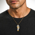 14K w/ Rhodium CZ D/C Polished St. Jude Pendant - Model Shot