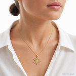 14K Two-Tone Polished Reversible Filigree Star Of David Pendant - Model Shot