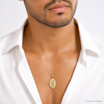 14K w/Rhodium D/C Lady Of Guadalupe Oval Pendant - Model Shot