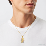 14K w/Rhodium D/C Lady Of Guadalupe Oval Pendant - Model Shot