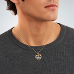 14k Two-tone w/White Rhod I LOVE YOU Heart w/Butterfly Pendant - Model Shot