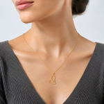 14k Gold Polished LOVE Heart Pendant - Model Shot
