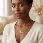 14k Polished MOM and Heart In Heart Pendant - Model Shot