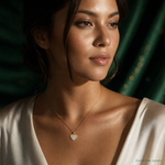 14k w/Rhodium Polished Guardian Angel in Heart Pendant - Model Shot