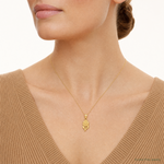 14k Satin Diamond-cut Sunflower Pendant - Model Shot