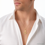 14k Polished Anchor w/Rope Pendant - Model Shot