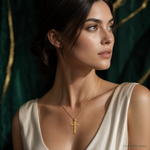 14k Diamond-cut Latin Cross Pendant - Model Shot