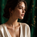 14k Polished Filigree Cross Pendant - Model Shot