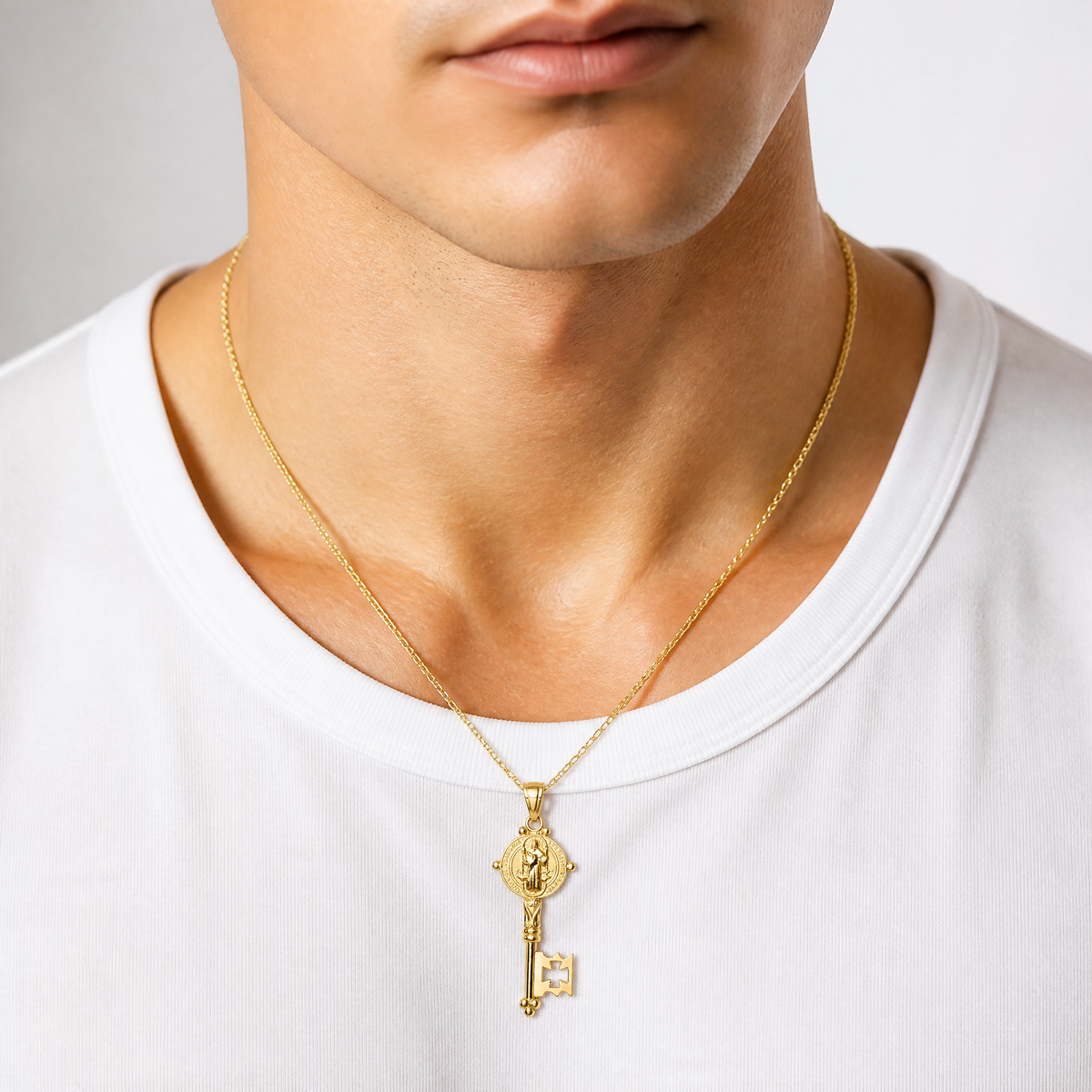 14k San Benito 2-Sided Key Pendant - Model Shot